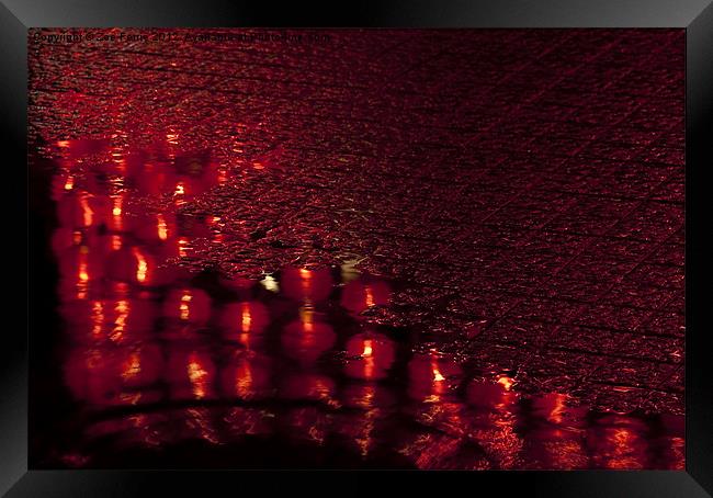 Red Lanterns in the Rain Framed Print by Zoe Ferrie