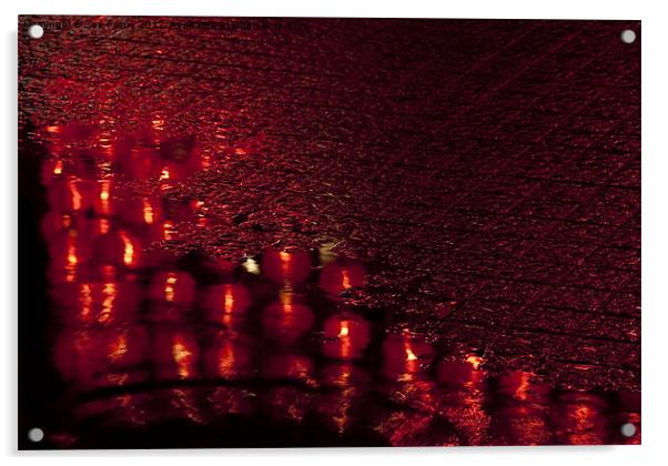 Red Lanterns in the Rain Acrylic by Zoe Ferrie
