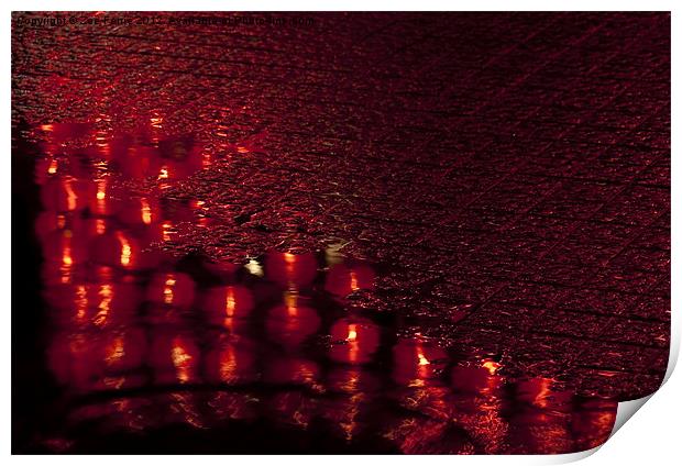 Red Lanterns in the Rain Print by Zoe Ferrie