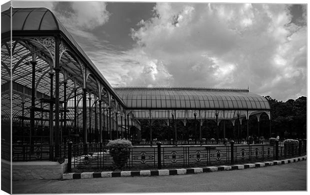 Glasshouse pavillions Bangalore Botanical Gardens Canvas Print by Arfabita  