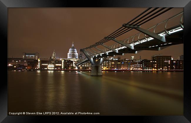 Millenium Bridge at Night Framed Print by Steven Else ARPS