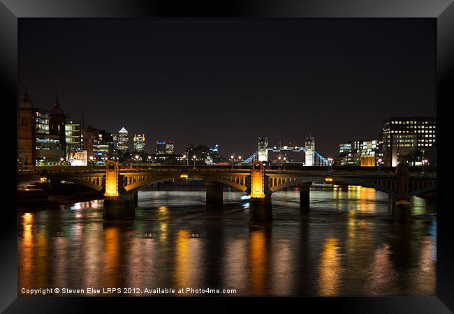 London Bridges at Night Framed Print by Steven Else ARPS