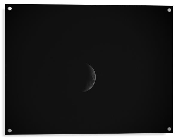 B/W crescent moon Acrylic by olivia allan