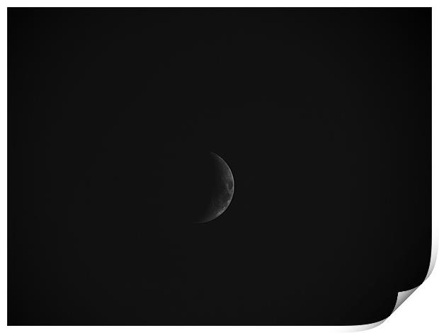 B/W crescent moon Print by olivia allan