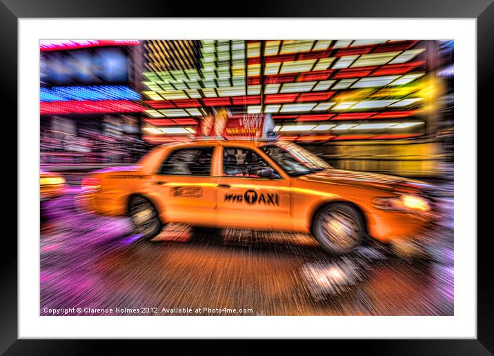 Times Square Taxi IV Framed Mounted Print by Clarence Holmes