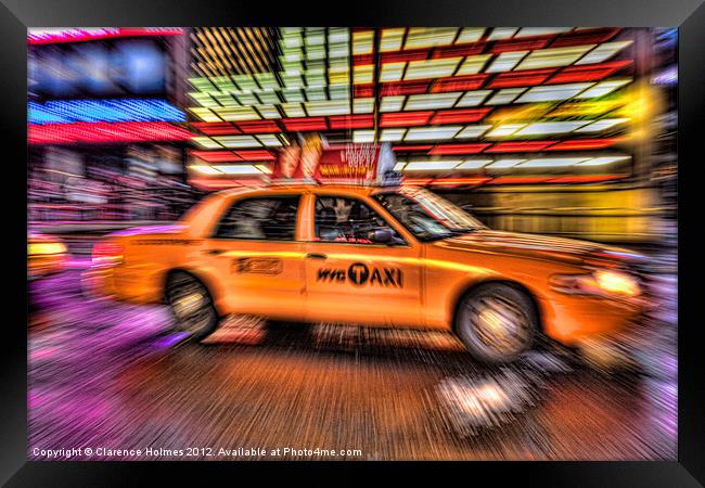 Times Square Taxi IV Framed Print by Clarence Holmes