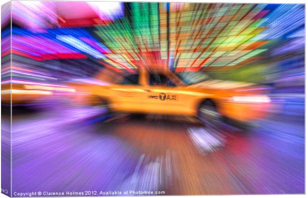 Times Square Taxi V Canvas Print by Clarence Holmes