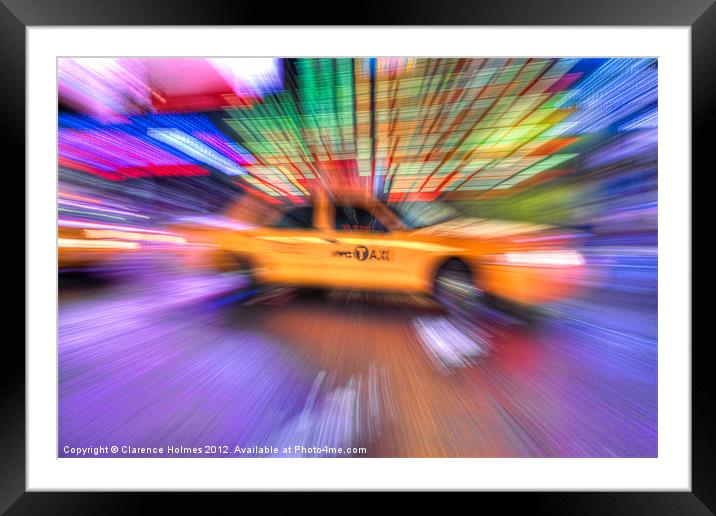 Times Square Taxi V Framed Mounted Print by Clarence Holmes