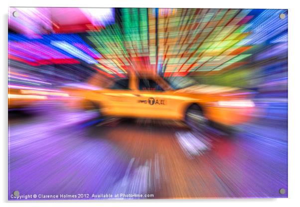 Times Square Taxi V Acrylic by Clarence Holmes