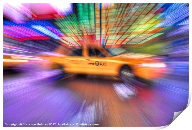 Times Square Taxi V Print by Clarence Holmes