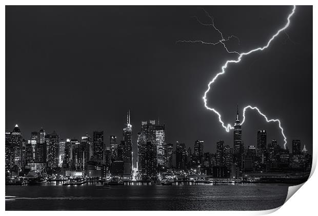 Lightning over New York City Print by Clarence Holmes