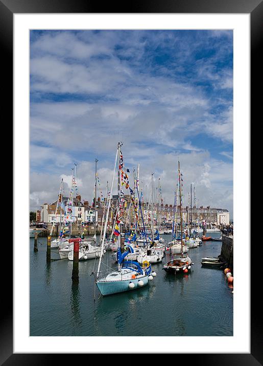 Weymouth yachts with bunting Framed Mounted Print by Gary Eason