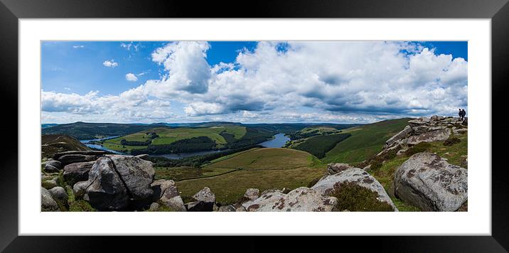 Ladybower Reservoir From Derwent Edge Panorama Framed Mounted Print by Jonathan Swetnam