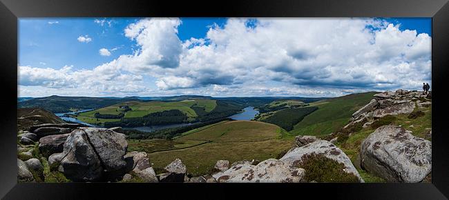 Ladybower Reservoir From Derwent Edge Panorama Framed Print by Jonathan Swetnam