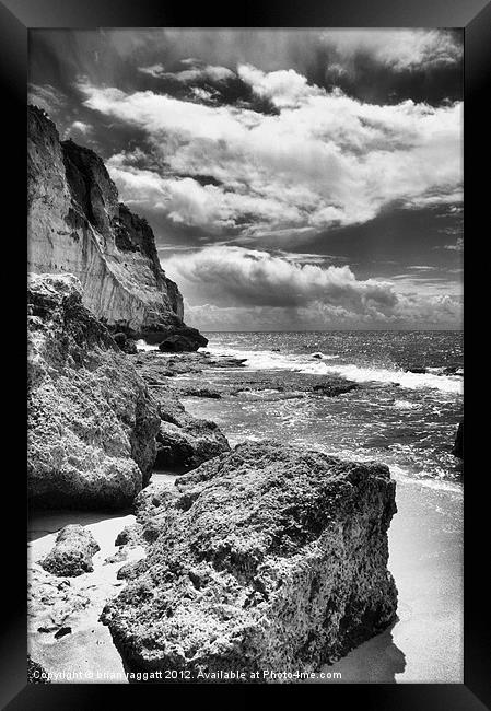 Portugal beach and rock -hdr infrared Framed Print by Brian  Raggatt