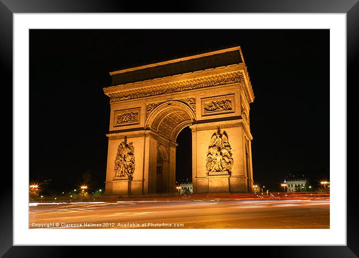 Arc de Triomphe at Night I Framed Mounted Print by Clarence Holmes