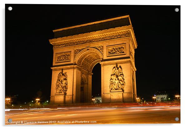 Arc de Triomphe at Night I Acrylic by Clarence Holmes