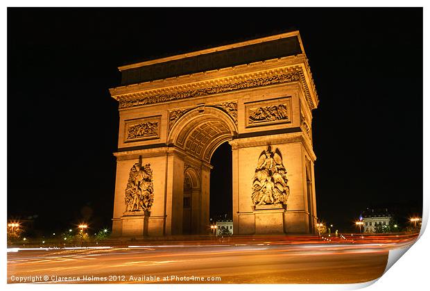 Arc de Triomphe at Night I Print by Clarence Holmes