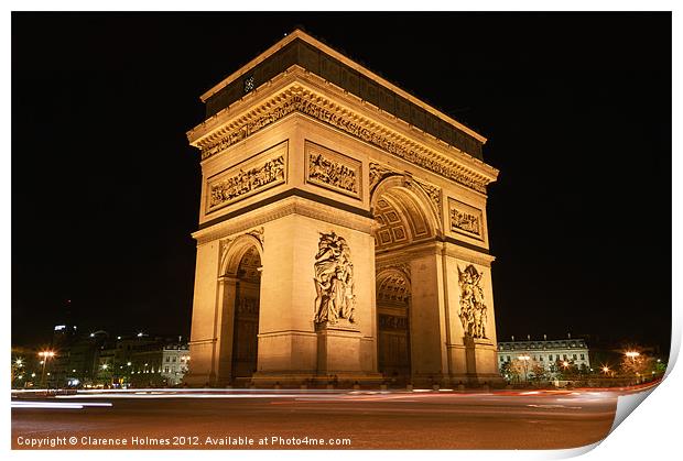 Arc de Triomphe at Night II Print by Clarence Holmes