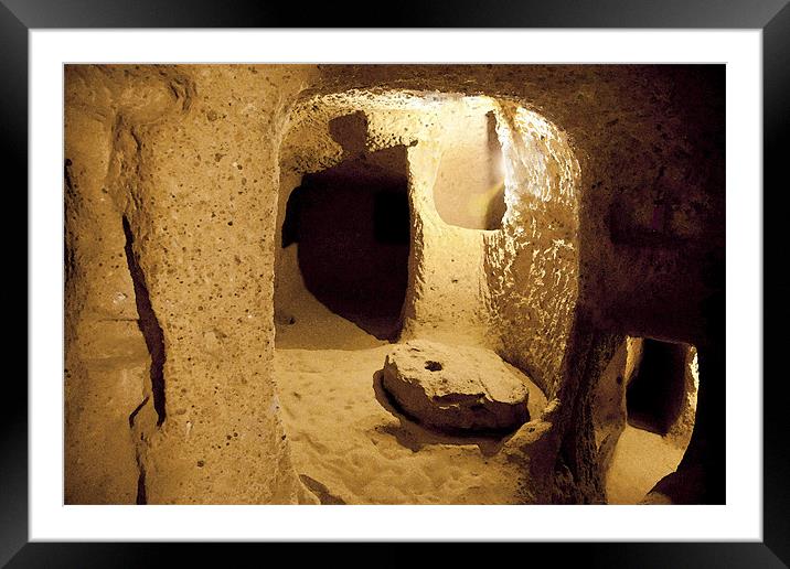 Underground caves Derinkuyu Framed Mounted Print by Arfabita  