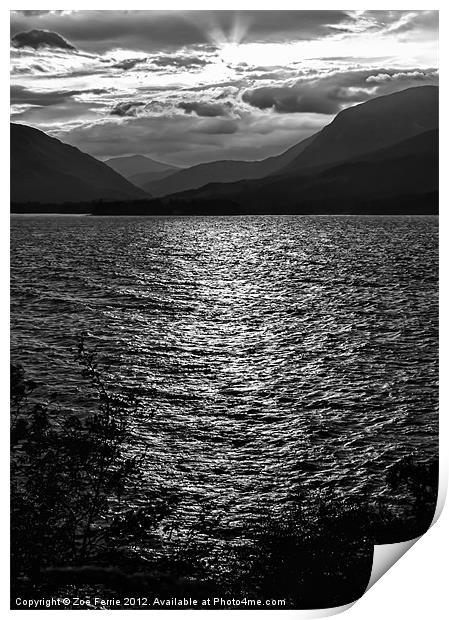 Sunset - Loch Linnhe near Fort William, Scotland Print by Zoe Ferrie