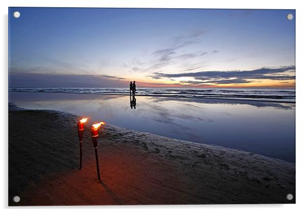 Romantic evening at the beach Acrylic by peter schickert