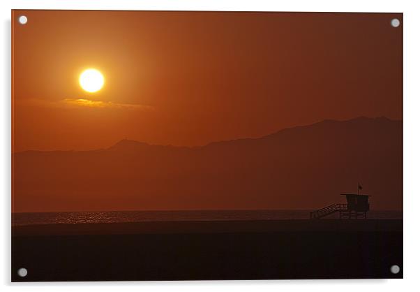 Sunset in Venice Beach Acrylic by Panas Wiwatpanachat