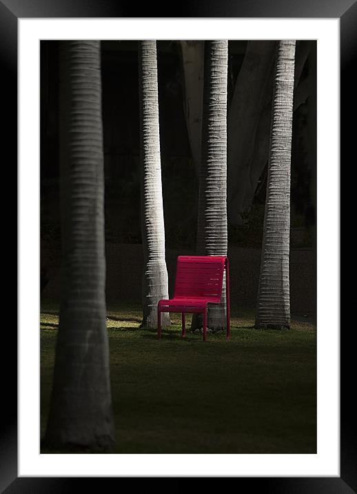 Red Chair in the Park Framed Mounted Print by Panas Wiwatpanachat