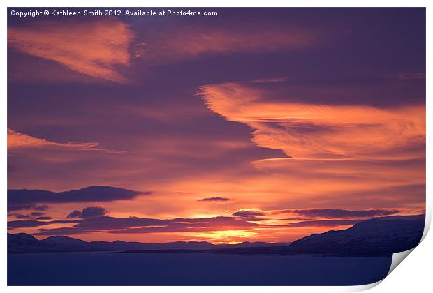 Clouds at sunrise in Lapland Print by Kathleen Smith (kbhsphoto)