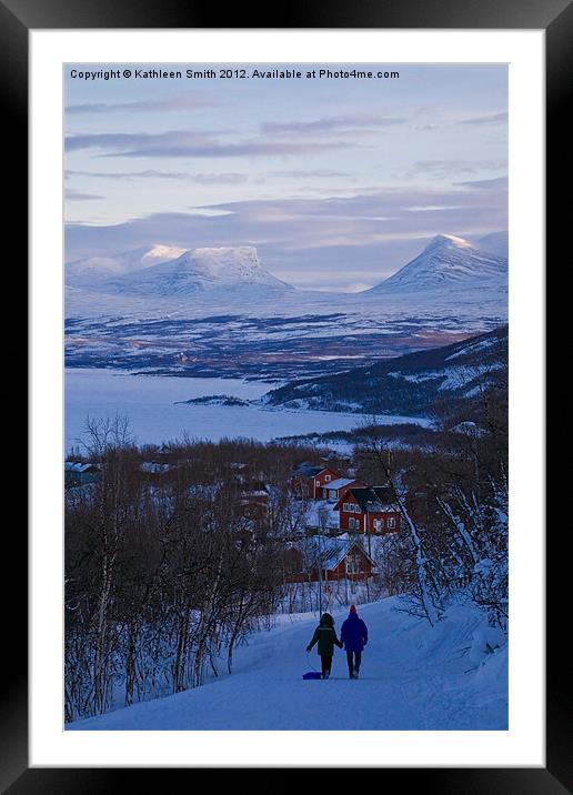 Couple walking in Lapland Framed Mounted Print by Kathleen Smith (kbhsphoto)