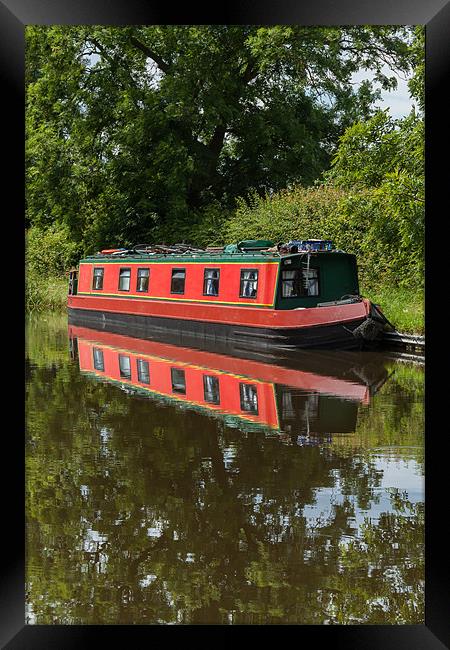 Reflection of a Canal Boat Framed Print by Jonathan Swetnam