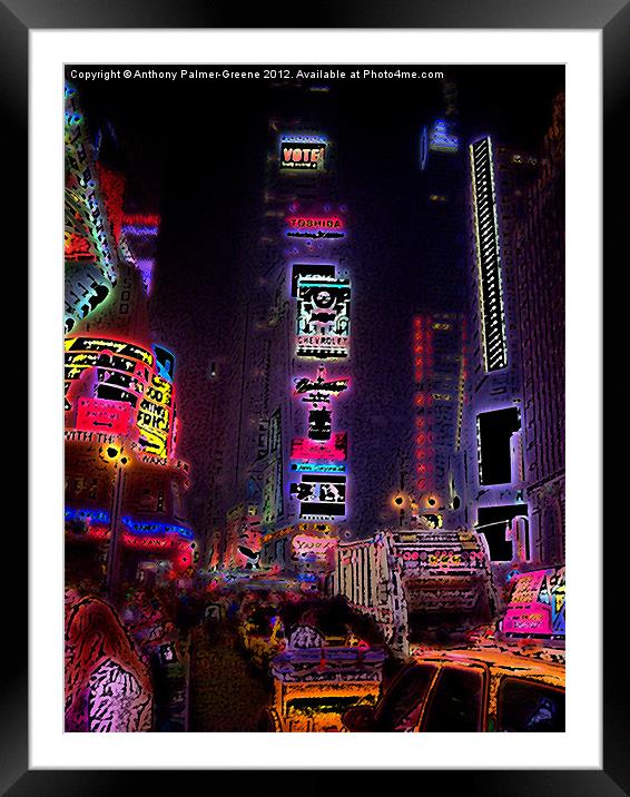 Time Square Framed Mounted Print by Anthony Palmer-Greene