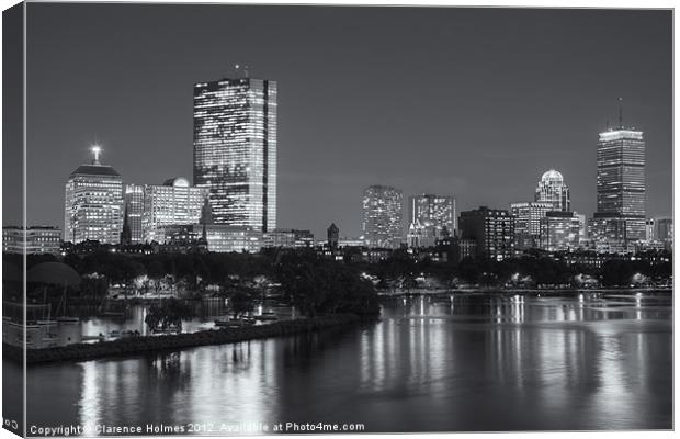 Boston Night Skyline VII Canvas Print by Clarence Holmes