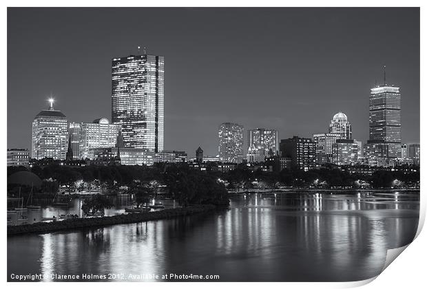 Boston Night Skyline VII Print by Clarence Holmes