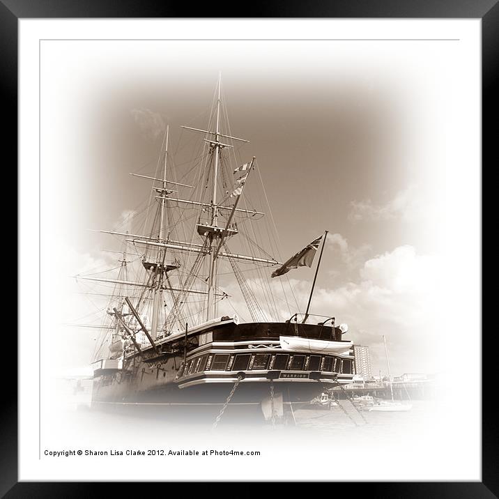 HMS Warrior Framed Mounted Print by Sharon Lisa Clarke