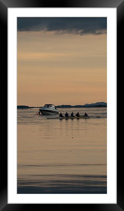 Sunset Rowers Framed Mounted Print by Declan Howard