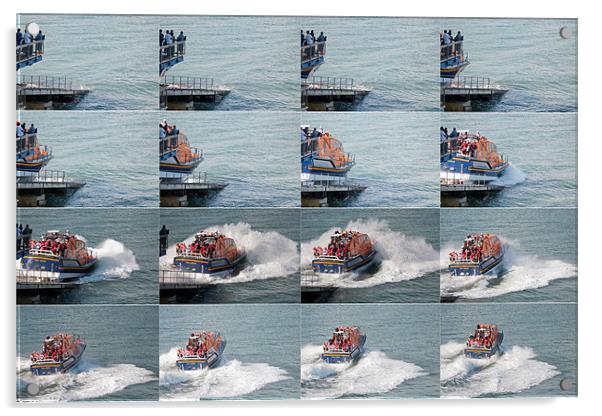 Launching the Tenby Lifeboat Acrylic by Steve Purnell