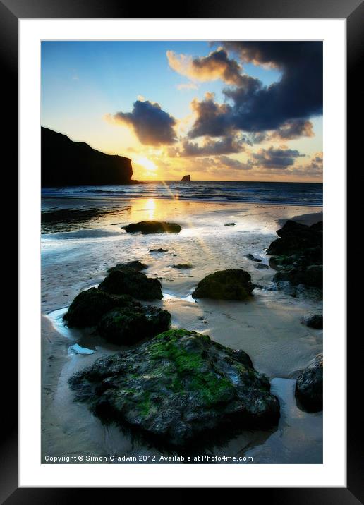 Trevaunance Cove in Portrait, Cornwall Framed Mounted Print by Simon Gladwin