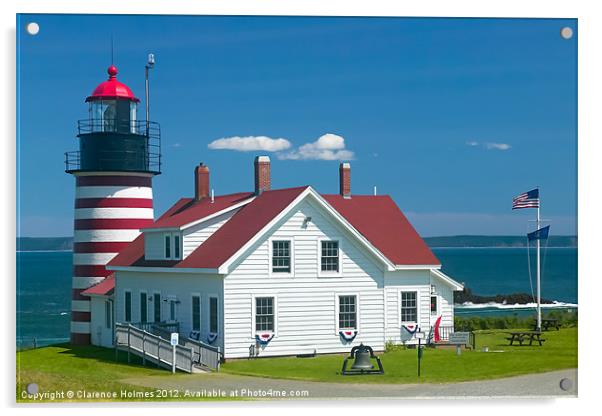 West Quoddy Head Light Acrylic by Clarence Holmes