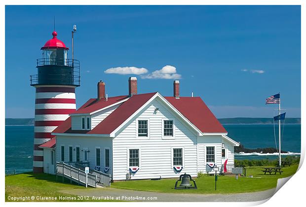 West Quoddy Head Light Print by Clarence Holmes