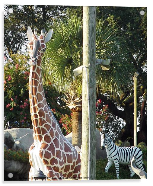 Giraffe and Zebra Statues Acrylic by Susan Medeiros