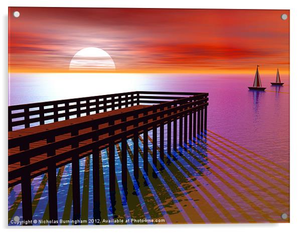 Pier at sunset Acrylic by Nicholas Burningham