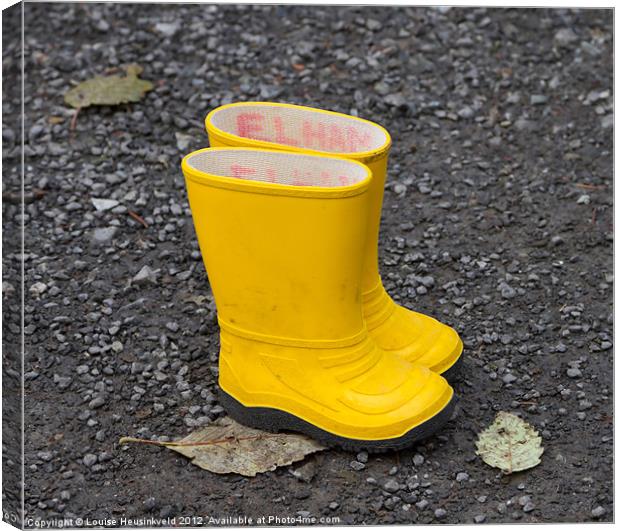 Yellow wellies Canvas Print by Louise Heusinkveld