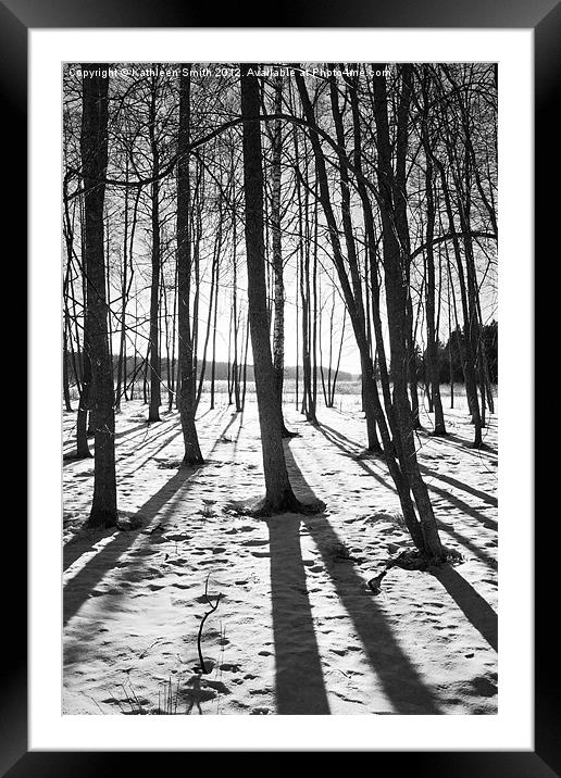 Trees in winter with shadows Framed Mounted Print by Kathleen Smith (kbhsphoto)