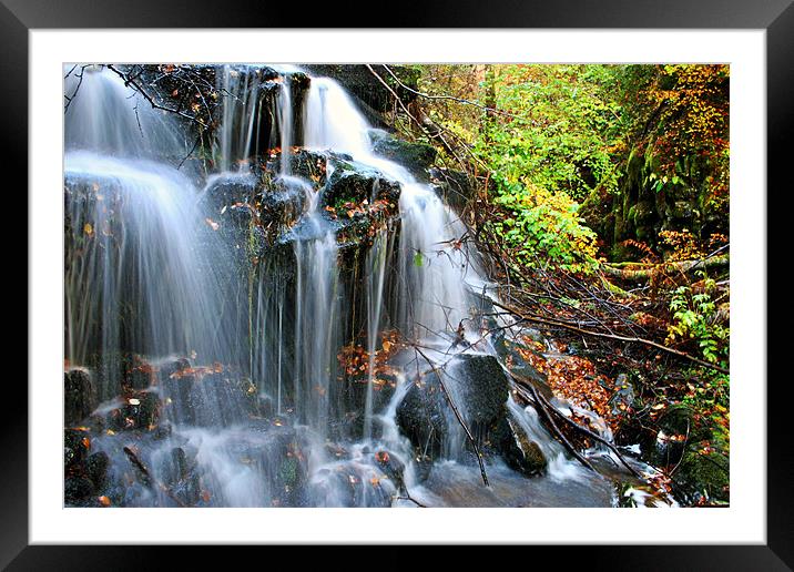 Waterfall Framed Mounted Print by Mark Pritchard
