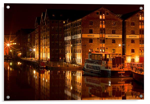 Gloucester Docks at Night Acrylic by Dave Smedley