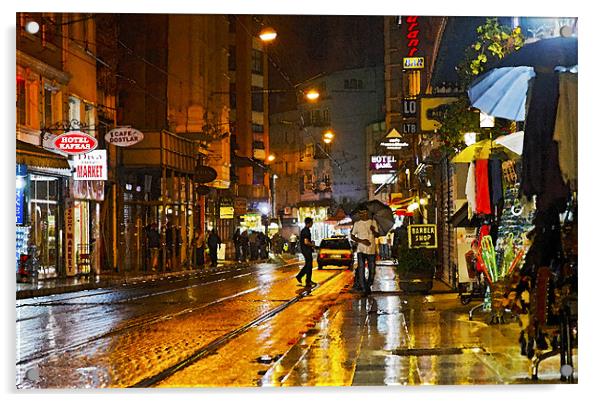 Rainy Night in Istanbul Acrylic by Arfabita  