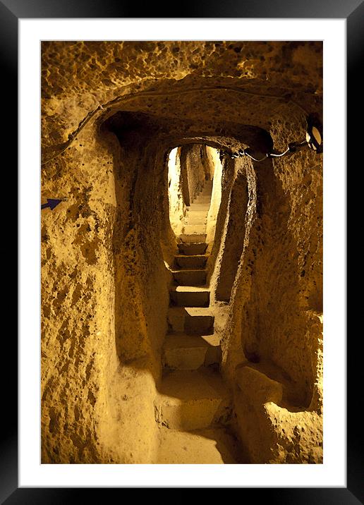 Corridors to Underground Caves Derinkuyu Framed Mounted Print by Arfabita  