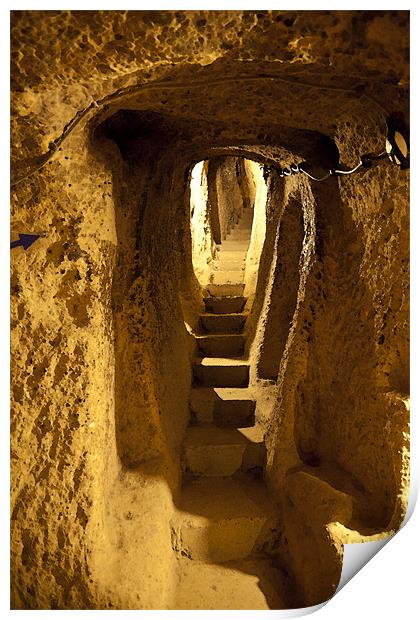 Corridors to Underground Caves Derinkuyu Print by Arfabita  
