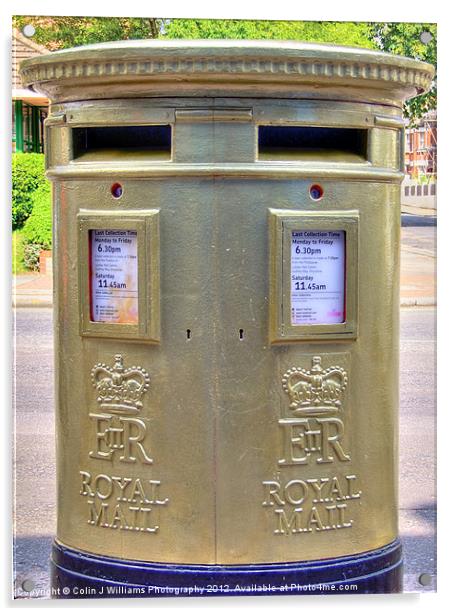 Gold Postbox Acrylic by Colin Williams Photography